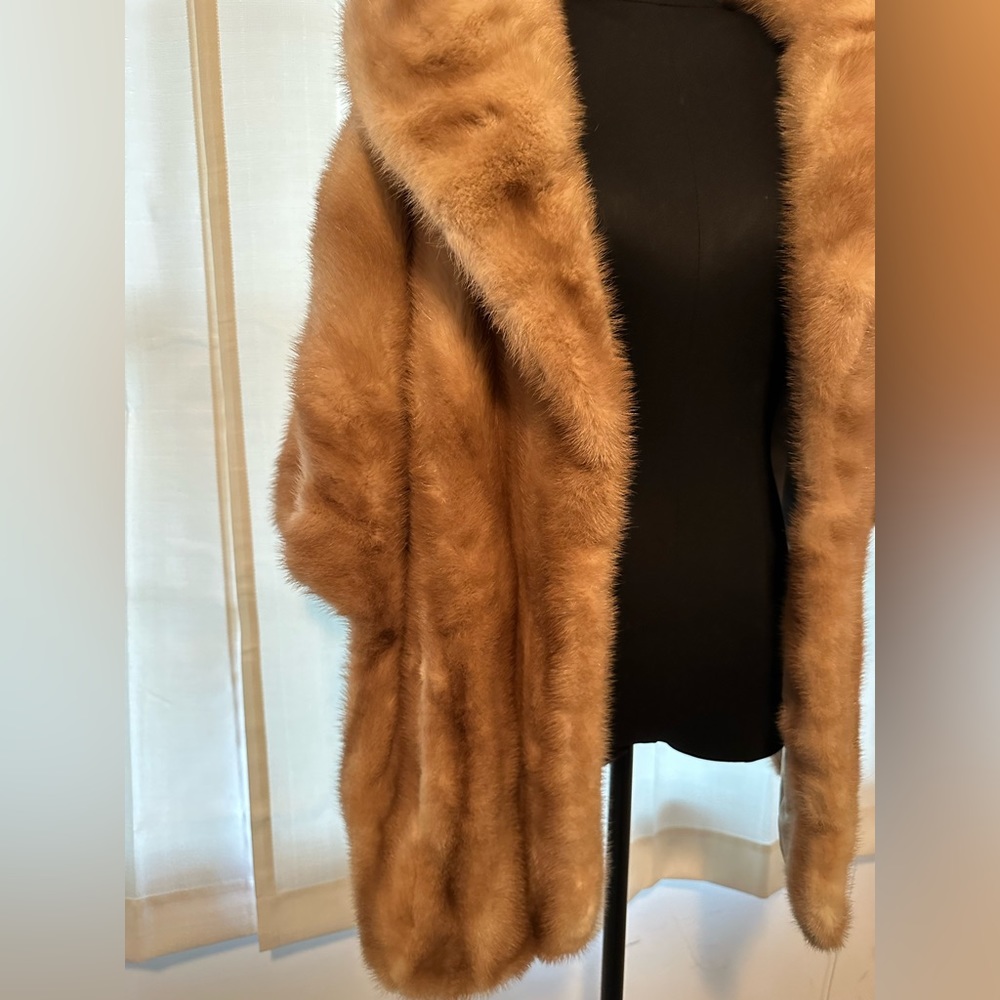 *SOLD* Vintage Pastel Mink Fur Stole with a Shawl Collar - Picture 2 of 11